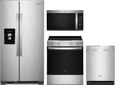 4 Piece Package Includes Refrigerator, Range, Microwave And Dishwasher