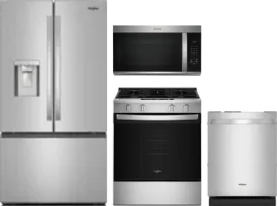 4 Piece Package Includes Refrigerator, Range, Microwave And Dishwasher
