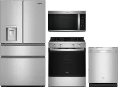 4 Piece Package Includes Refrigerator, Range, Microwave And Dishwasher