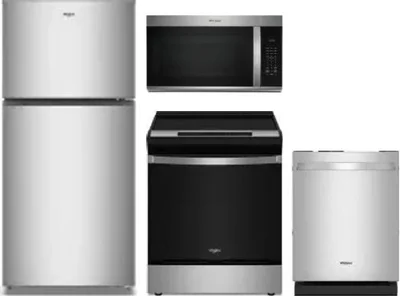 4 Piece Package Includes Refrigerator, Range, Microwave And Dishwasher