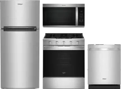 4 Piece Package Includes Refrigerator, Range, Microwave And Dishwasher
