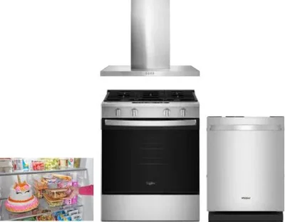 4 Piece Package Includes Refrigerator, Range, Hood And Dishwasher