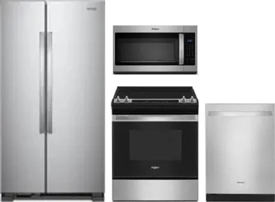 4 Piece Package Includes Refrigerator, Range, Microwave And Dishwasher