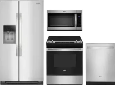 4 Piece Package Includes Refrigerator, Range, Microwave And Dishwasher