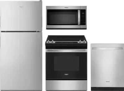 4 Piece Package Includes Refrigerator, Range, Microwave And Dishwasher