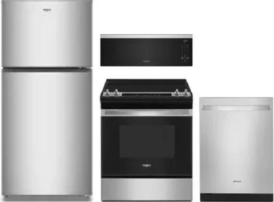 4 Piece Package Includes Refrigerator, Range, Microwave And Dishwasher