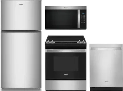 4 Piece Package Includes Refrigerator, Range, Microwave And Dishwasher