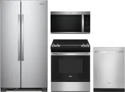 4 Piece Package Includes Refrigerator, Range, Microwave And Dishwasher