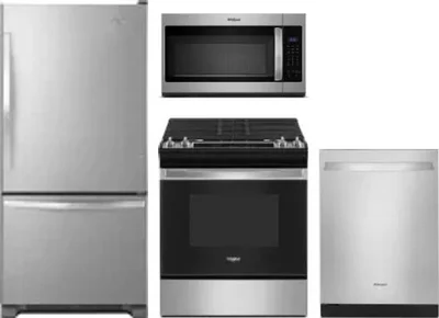 4 Piece Package Includes Refrigerator, Range, Microwave And Dishwasher