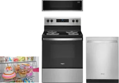 4 Piece Package Includes Refrigerator, Range, Microwave And Dishwasher