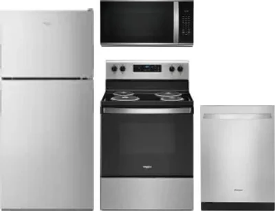 4 Piece Package Includes Refrigerator, Range, Microwave And Dishwasher