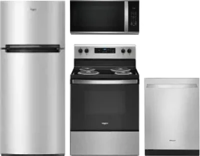 4 Piece Package Includes Refrigerator, Range, Microwave And Dishwasher