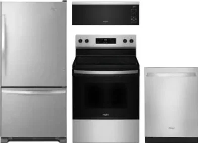 4 Piece Package Includes Refrigerator, Range, Microwave And Dishwasher