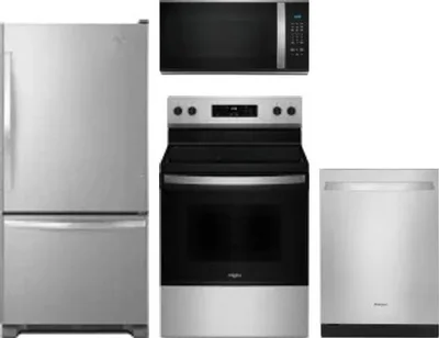 4 Piece Package Includes Refrigerator, Range, Microwave And Dishwasher