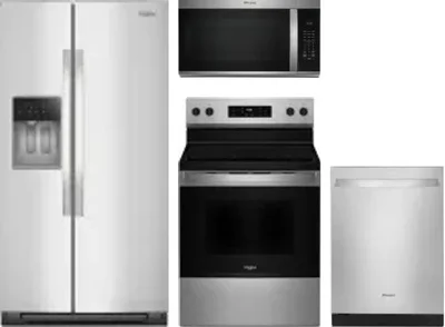 4 Piece Package Includes Refrigerator, Range, Microwave And Dishwasher