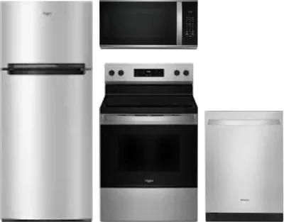 4 Piece Package Includes Refrigerator, Range, Microwave And Dishwasher