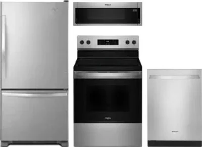 4 Piece Package Includes Refrigerator, Range, Microwave And Dishwasher