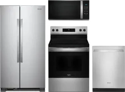 4 Piece Package Includes Refrigerator, Range, Microwave And Dishwasher