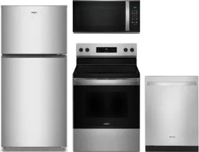 4 Piece Package Includes Refrigerator, Range, Microwave And Dishwasher