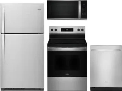 4 Piece Package Includes Refrigerator, Range, Microwave And Dishwasher