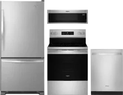 4 Piece Package Includes Refrigerator, Range, Microwave And Dishwasher