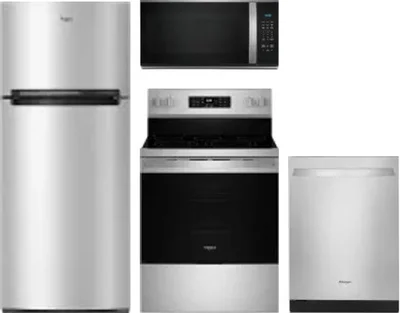 4 Piece Package Includes Refrigerator, Range, Microwave And Dishwasher
