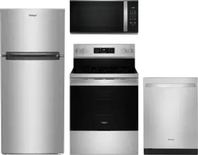 4 Piece Package Includes Refrigerator, Range, Microwave And Dishwasher
