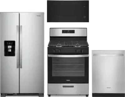 4 Piece Package Includes Refrigerator, Range, Microwave And Dishwasher