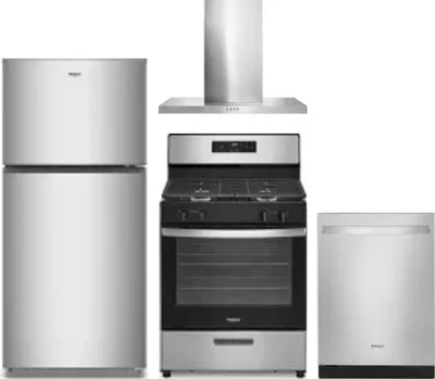 4 Piece Package Includes Refrigerator, Range, Hood And Dishwasher