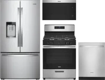 4 Piece Package Includes Refrigerator, Range, Microwave And Dishwasher