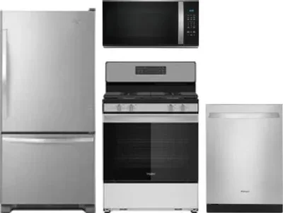 4 Piece Package Includes Refrigerator, Range, Microwave And Dishwasher