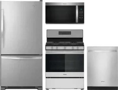 4 Piece Package Includes Refrigerator, Range, Microwave And Dishwasher