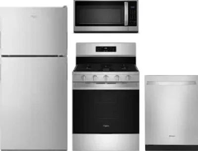 4 Piece Package Includes Refrigerator, Range, Microwave And Dishwasher