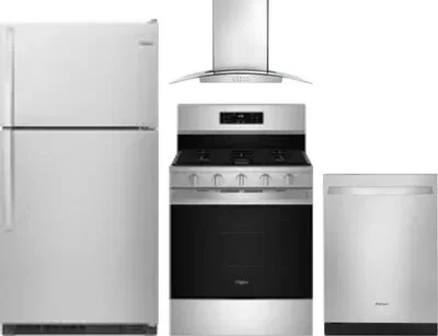 4 Piece Package Includes Refrigerator, Range, Hood And Dishwasher