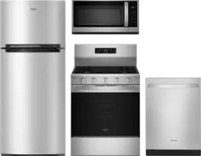 4 Piece Package Includes Refrigerator, Range, Microwave And Dishwasher