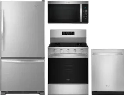 4 Piece Package Includes Refrigerator, Range, Microwave And Dishwasher