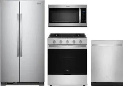 4 Piece Package Includes Refrigerator, Range, Microwave And Dishwasher