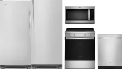 5 Piece Package Includes Refrigerator, Freezer, Range, Microwave And Dishwasher