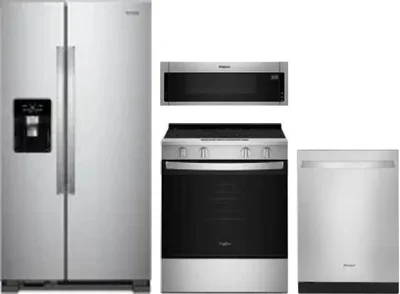 4 Piece Package Includes Refrigerator, Range, Microwave And Dishwasher