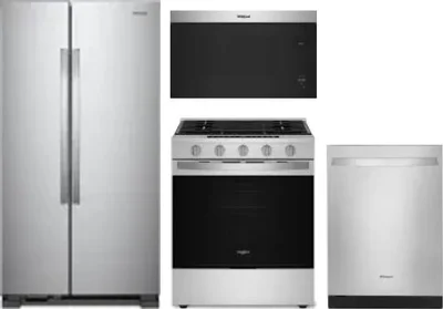4 Piece Package Includes Refrigerator, Range, Microwave And Dishwasher