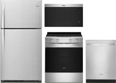 4 Piece Package Includes Refrigerator, Range, Microwave And Dishwasher