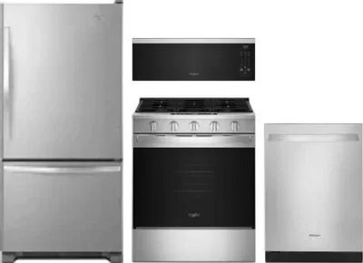 4 Piece Package Includes Refrigerator, Range, Microwave And Dishwasher