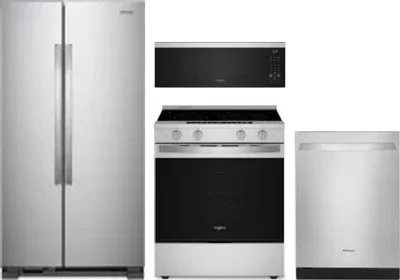 4 Piece Package Includes Refrigerator, Range, Microwave And Dishwasher