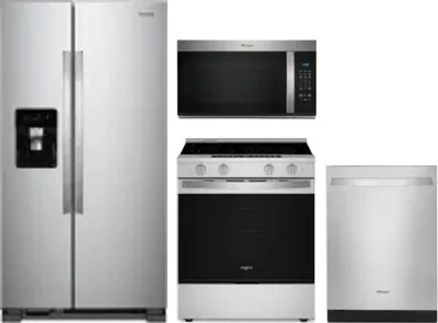 4 Piece Package Includes Refrigerator, Range, Microwave And Dishwasher