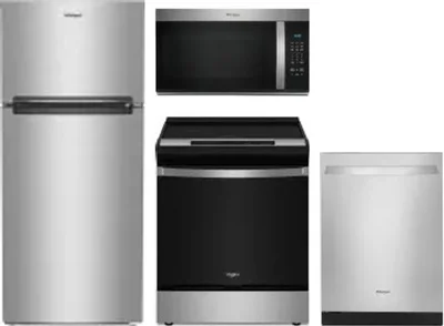 4 Piece Package Includes Refrigerator, Range, Microwave And Dishwasher