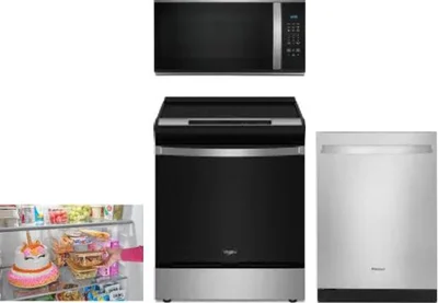 4 Piece Package Includes Refrigerator, Range, Microwave And Dishwasher