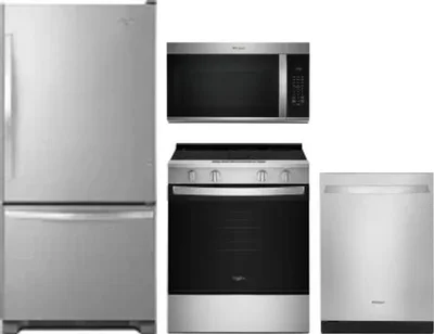 4 Piece Package Includes Refrigerator, Range, Microwave And Dishwasher