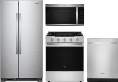 4 Piece Package Includes Refrigerator, Range, Microwave And Dishwasher