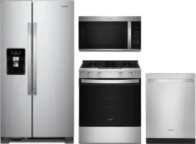 4 Piece Package Includes Refrigerator, Range, Microwave And Dishwasher