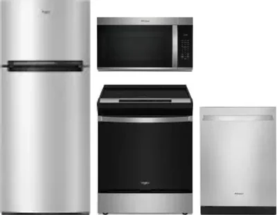 4 Piece Package Includes Refrigerator, Range, Microwave And Dishwasher